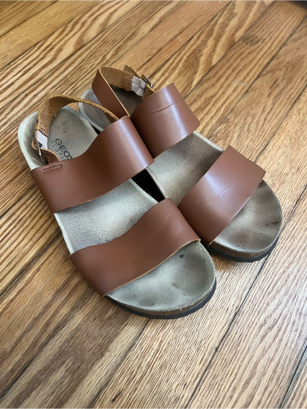 Geox Tan Brown Double-Strap Sandals
